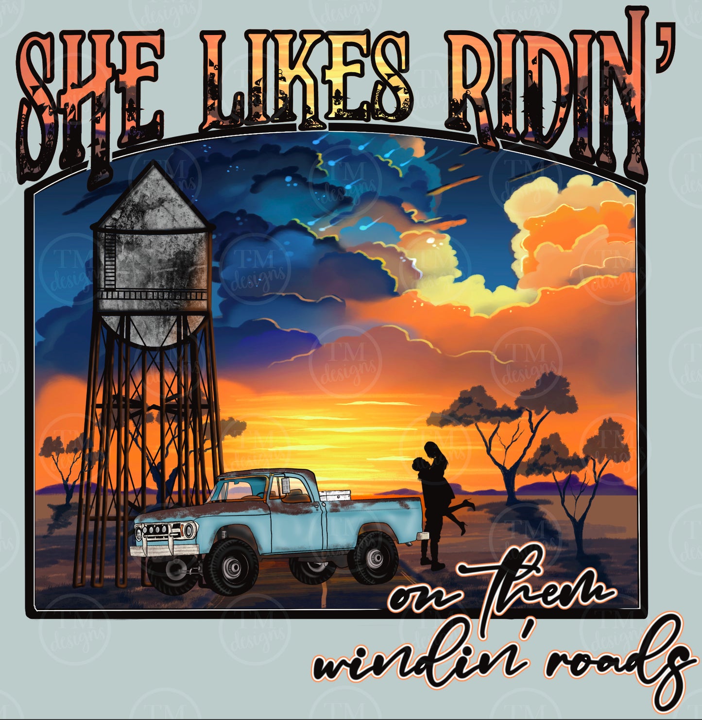Riding Backroads DTF transfer