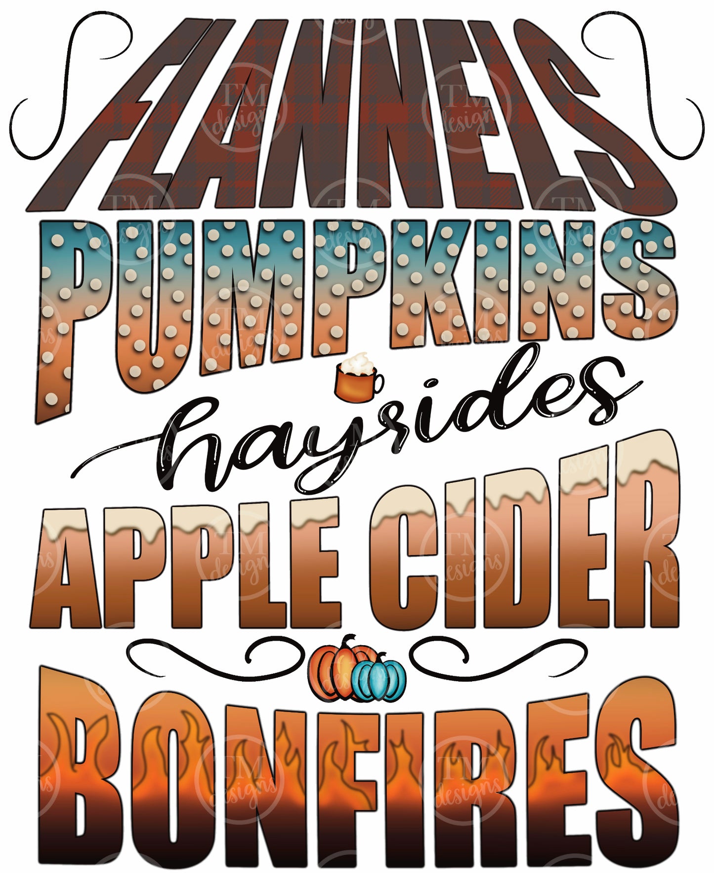 Flannels & Bonfires DTF transfer