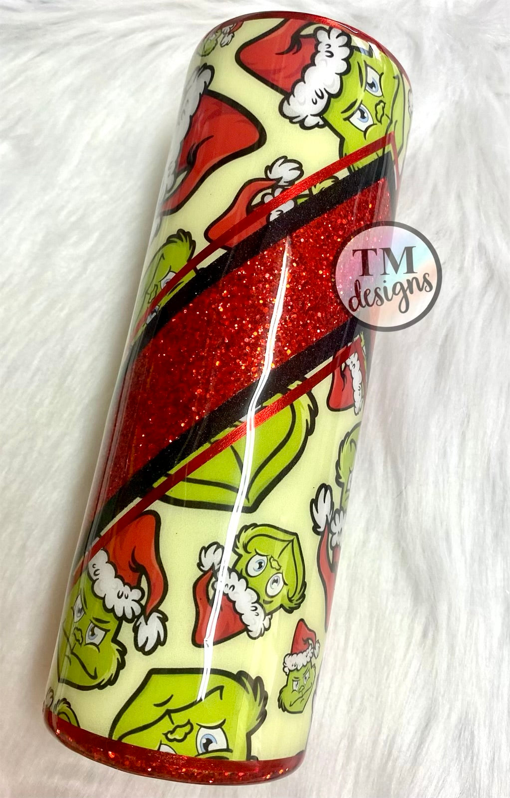Grinch Mode Glitter Tumbler