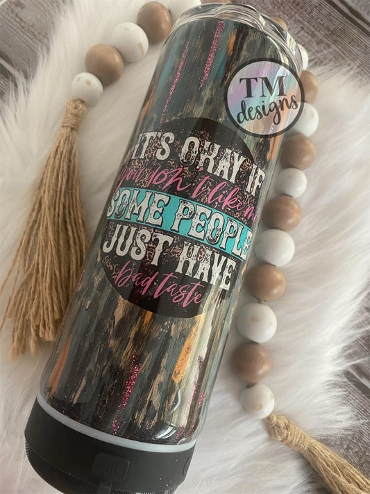 "Its OK" Distressed Leopard Bluetooth Speaker Tumbler