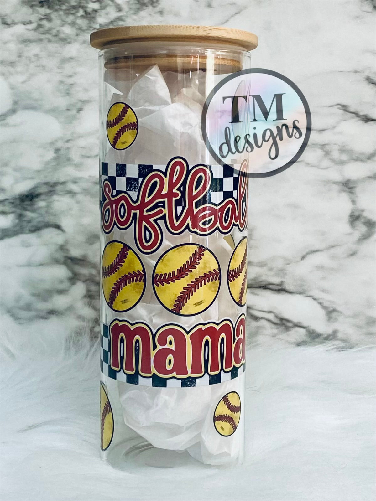 Softball Mama Glass Tumbler