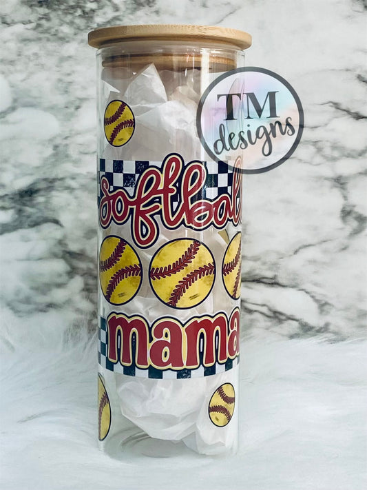 Softball Mama Glass Tumbler