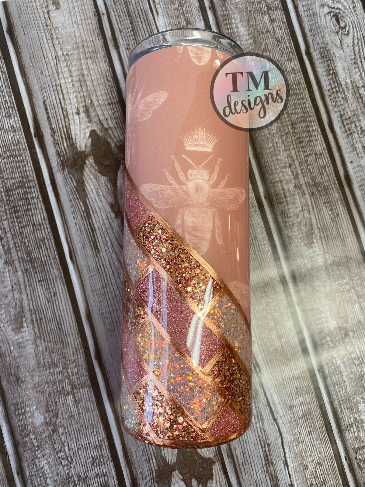 Pink Bees GlitterTumbler