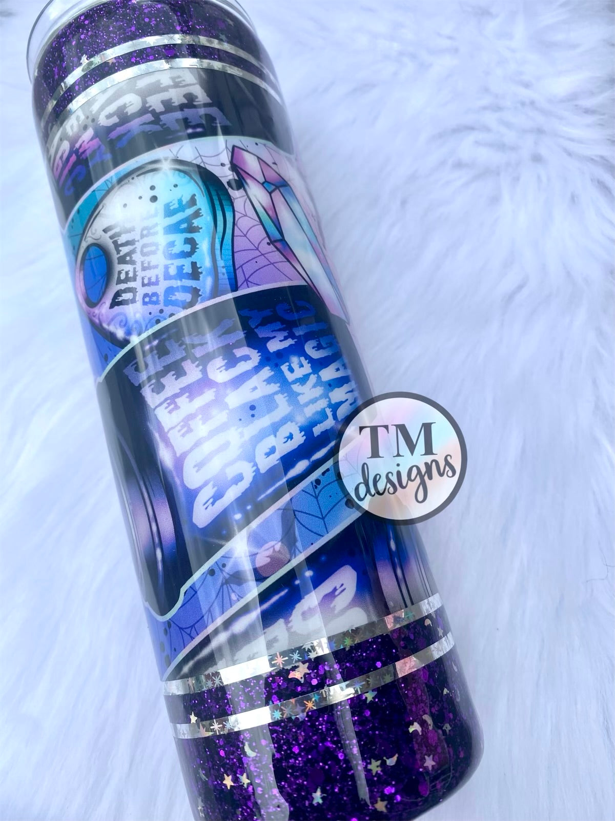 Death before Decaf Glitter Tumbler