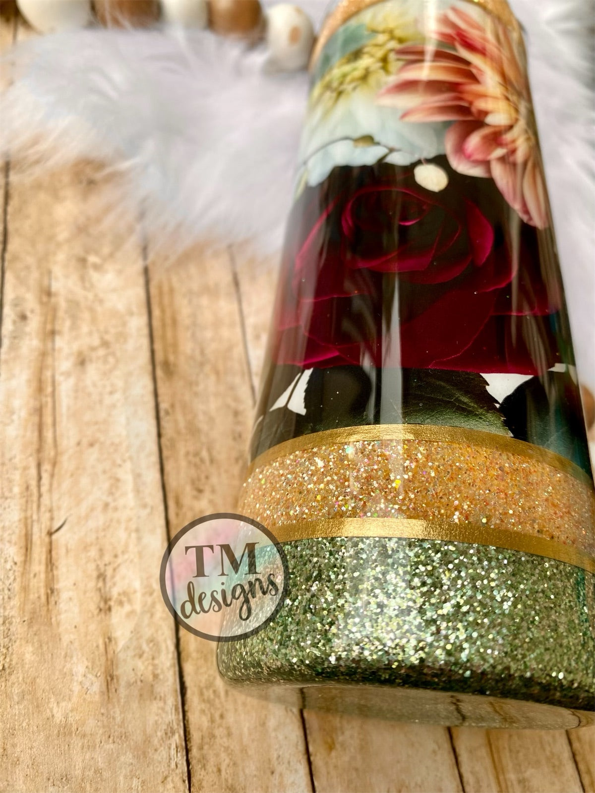 Floral Glitter Tumbler