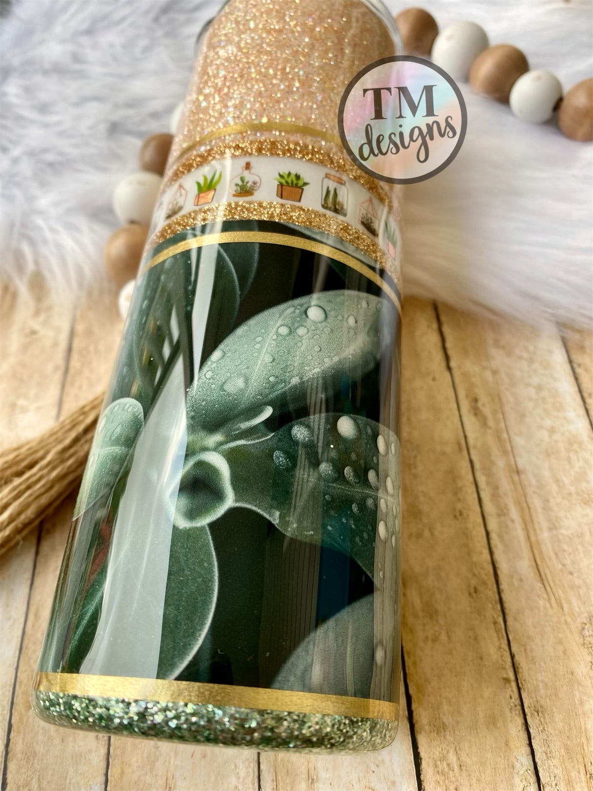 Succulent Glitter Tumbler