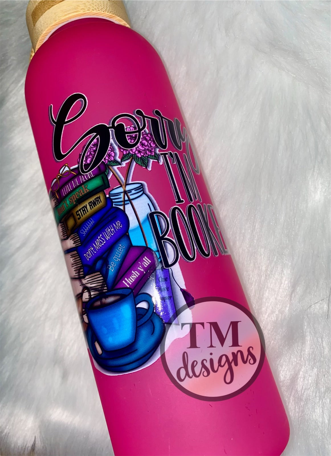 I'm Booked- Glass Water Bottle