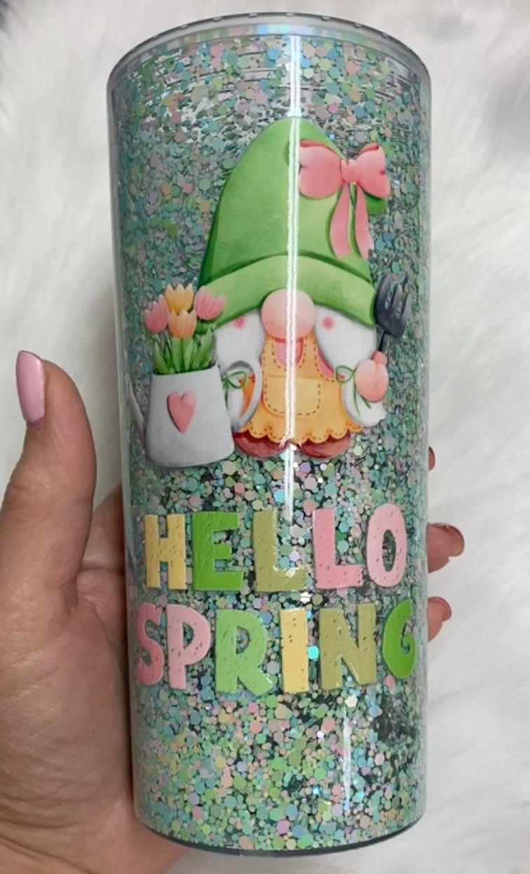 Hello Spring Snowglobe Tumbler