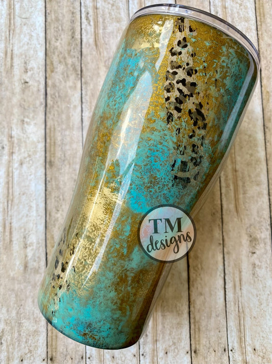 Distressed Cheetah-Accent Tumbler